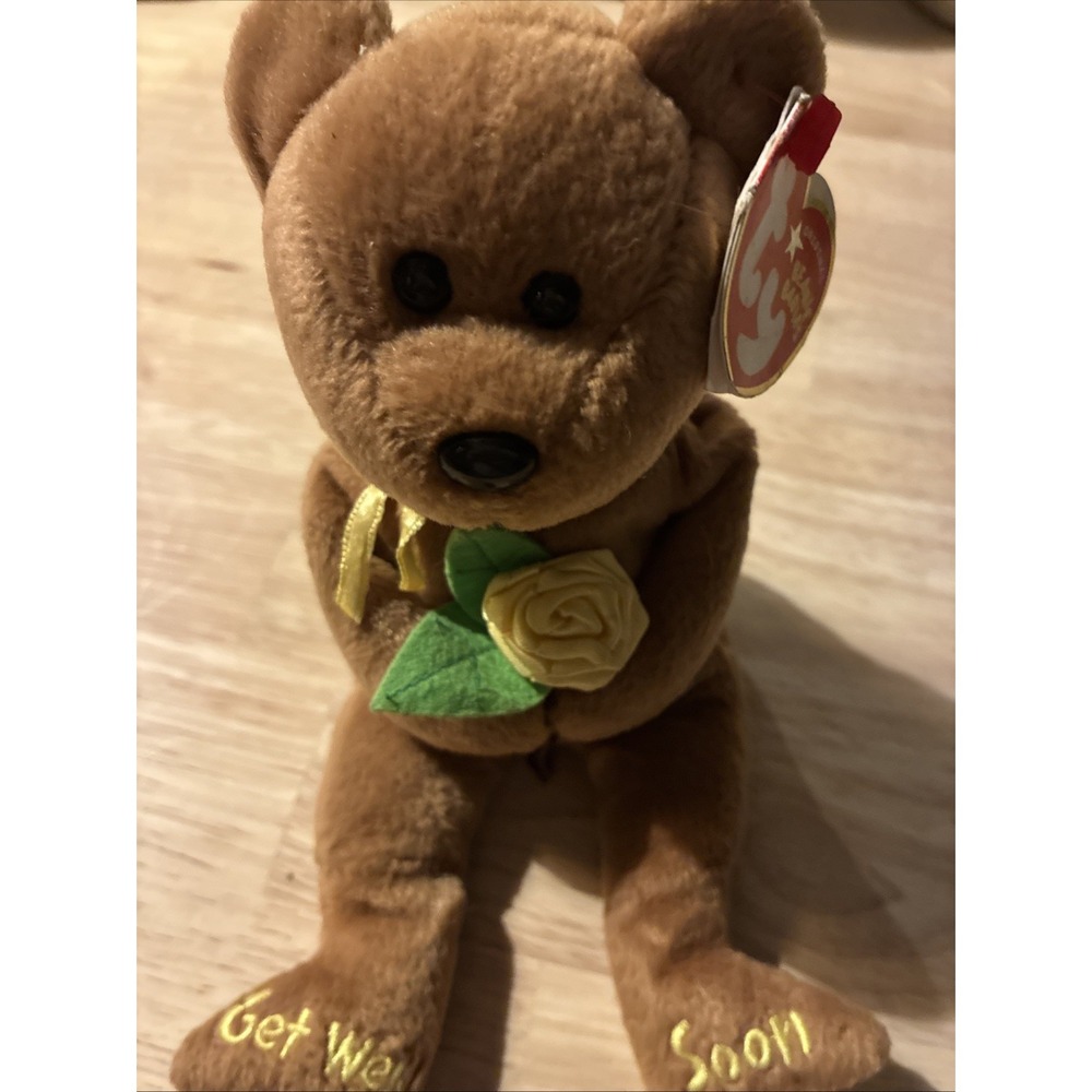 Ty Beanie Babies "Bandage" the Get Well Soon Brown Teddy Bear